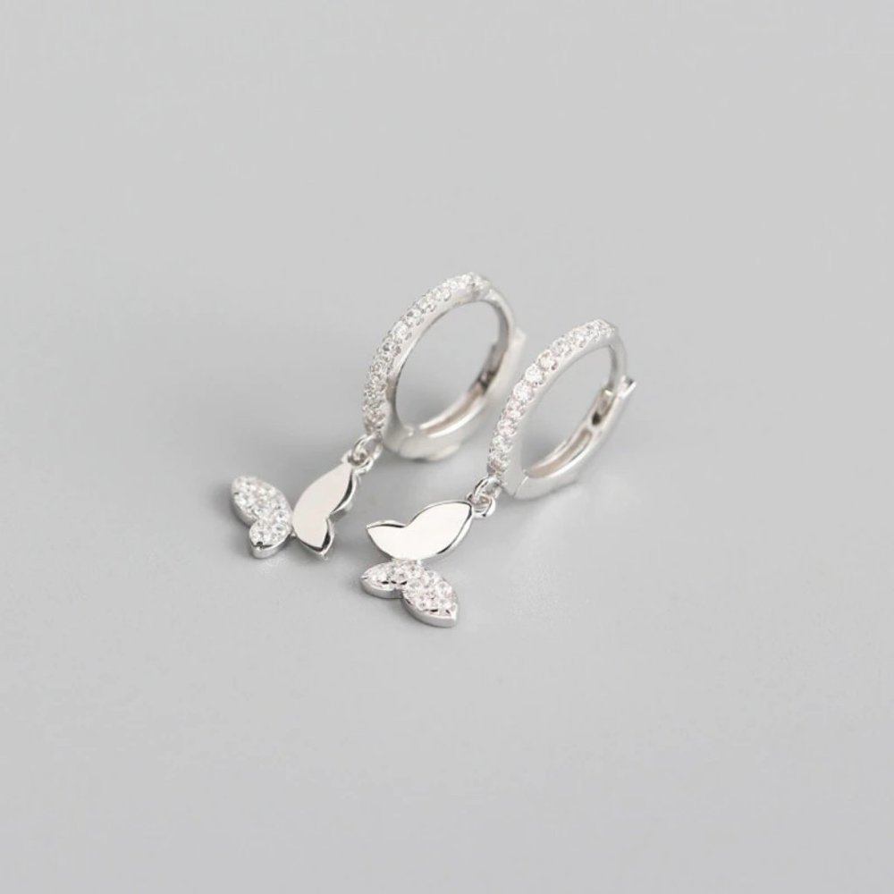 *925 Sterling Silver Diamond Butterfly Earrings A1 - Picture 4 of 8